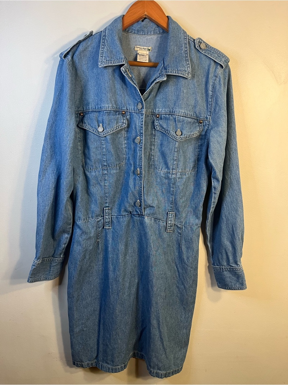 Democracy Denim Shirt Dress Long Sleeve Half Button Up Women’s Size 12